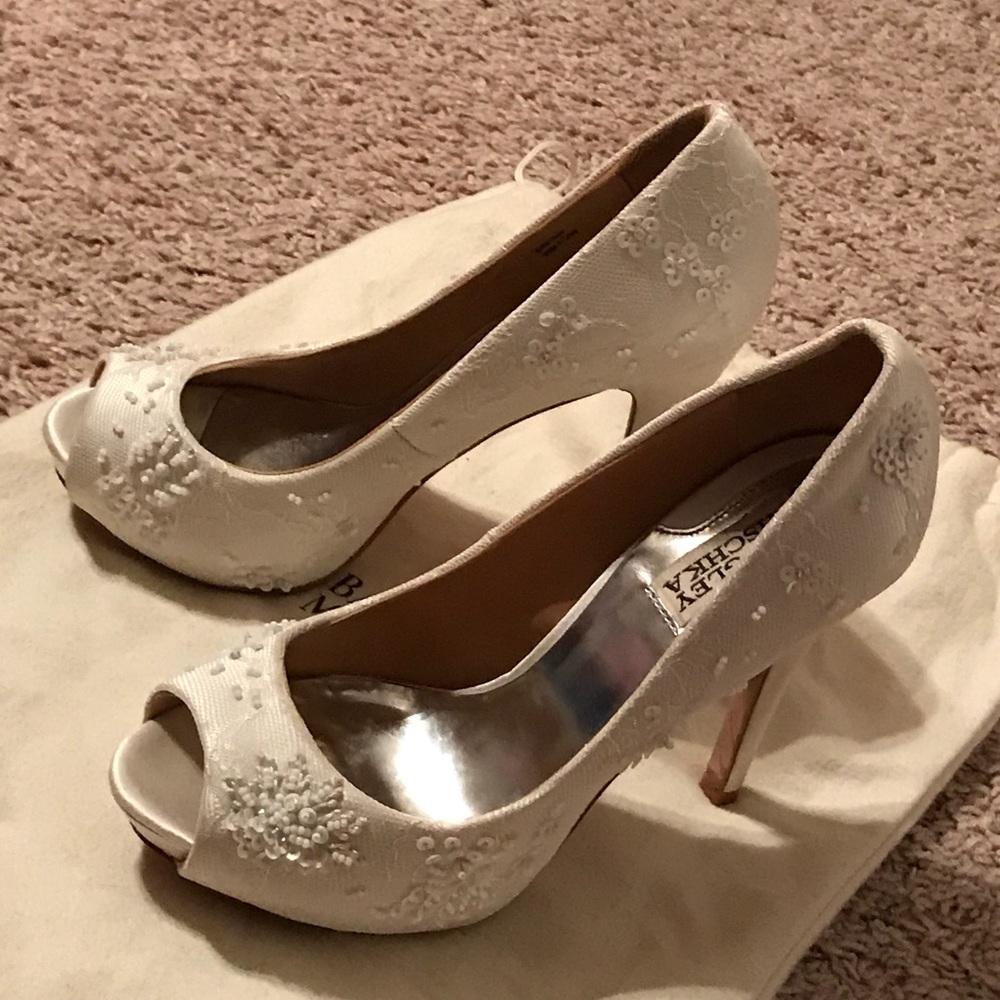 White beaded Badgely Mischka